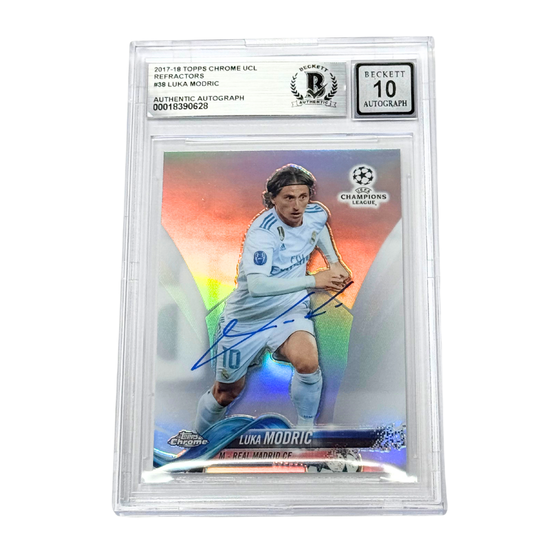 Luka Modric Signed 2017-18 Topps Chrome UCL Refractors #38 – BGS 10